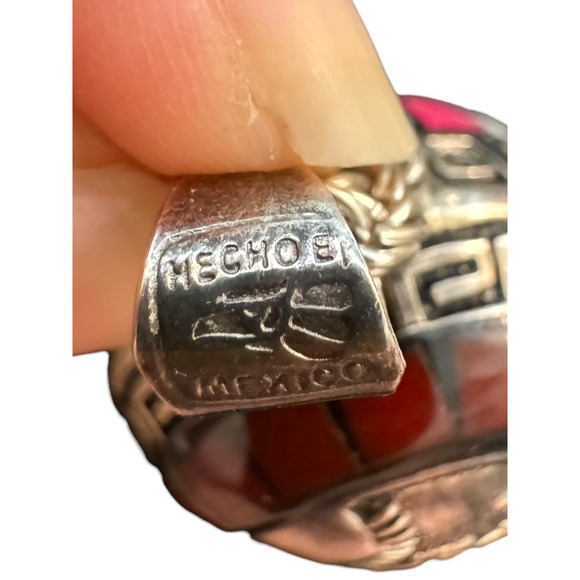 Vintage Mayan Aztec Sterling Silver Pendant Necklace Llamador Calendario - Picture 3 of 10